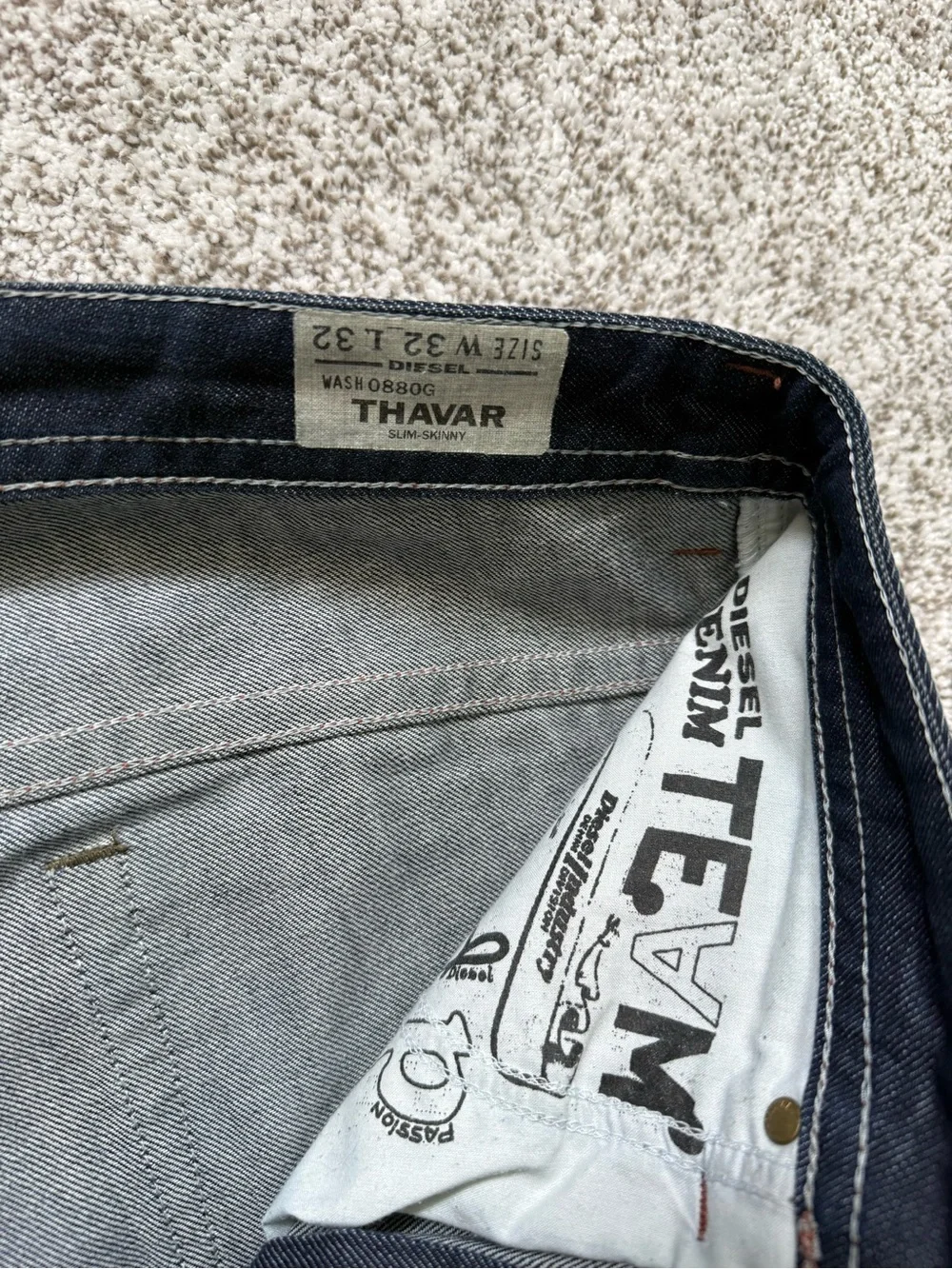 Diesel Thavar Slim-Skinny Jeans – Dark Wash – Men’s W32 L32